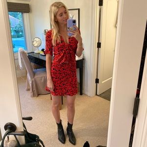 Zara red poppy floral two piece set